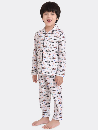 Police vehicle printed Nightsuit Set
