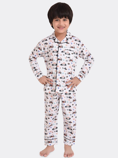 Police vehicle printed Nightsuit Set