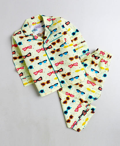 Sunglasses Printed Night Suit Set