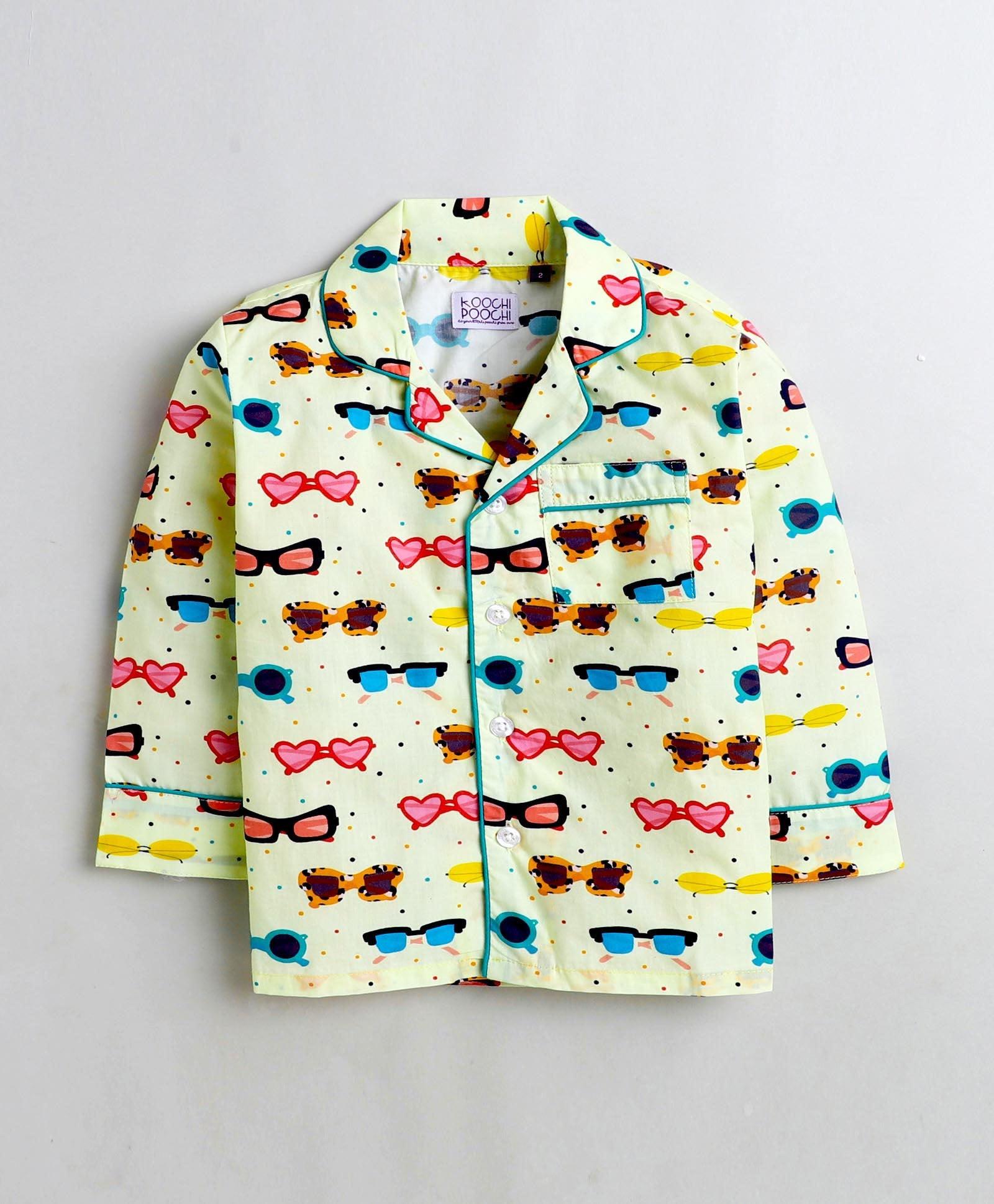 Sunglasses Printed Night Suit Set